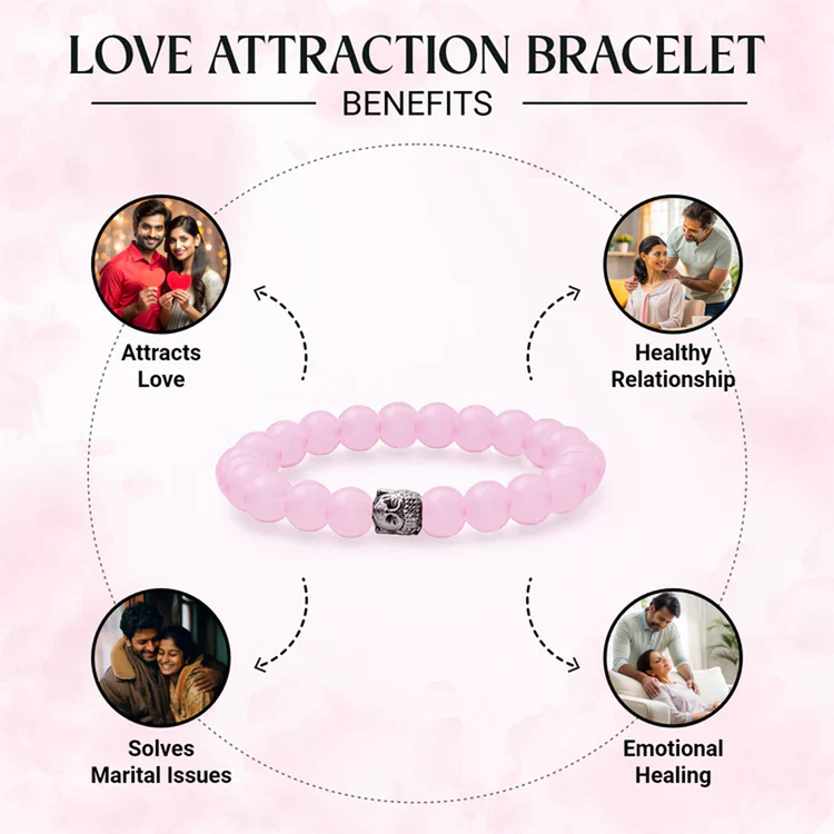Natural Rose Quartz Bead Bracelet Stone of Love & Inner Healing
