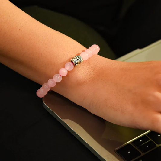Natural Rose Quartz Bead Bracelet Stone of Love & Inner Healing